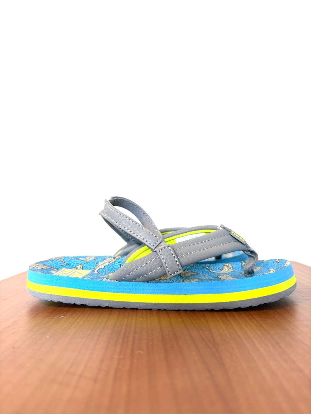 Reef Toddler Boy Ahi Sandal Blue Green Grey Shark Flip Flop Back Strap Size 11
